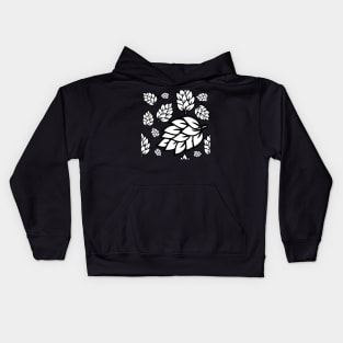 BLACK AND WHITE LEAF PATTERN | SEAMLESS PRINT WITH LEAVES FOR SUMMER Kids Hoodie